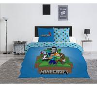 Juego de cama doble Minecraft Ready to Survive, 2 personas, funda nórdica reversible de 240 x 220 cm y 2 fundas de almohada de 63 x 63 cm