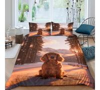 Juego De Cama Estampado English Cocker Spaniel En 3D Funda De Edredón Snowy Bosque Microfibra con Cremallera Y Funda Almohada para Adolescentes/niñas King（220x240cm）