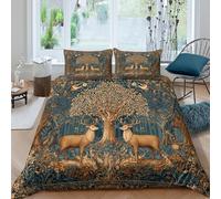 Juego De Cama Estilo Medieval Impreso En 3D con Cremallera Funda De Edredón De Scene of Ciervos Hunting in The Forest,de Microfibra 3 Unidades para Adolescentes King（220x240cm）
