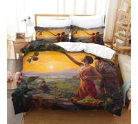 Juego De Cama Eva, Adán y el Jardín del Edén Impreso En 3D con Cremallera Funda De Edredón De,de Microfibra 3 Unidades para Adolescentes King（220x240cm）