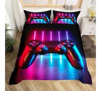 Juego de cama Gamepad 140x200cm Consola Juego de vídeo Funda de edredón Gamer Juego de cama degradado neón Gamer Gaming Controlador de juego impresión de mando moderno Funda nórdica Super suave