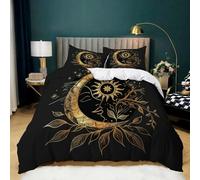 Juego de Cama Gothic Celestial Art - 220 x 240 cm Negro Ropa de Cama de 3 Piezas 100% Microfibra Suave y Elegante Funda nórdica con Cremallera y Funda de Almohada de 50 x 75 cm.