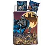 Juego de Cama Infantil Batman Gotham - Funda de Edredón 140x200 cm - Funda de Almohada 65x65 cm - Reversible - Negro