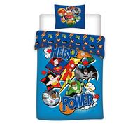 Juego de cama infantil de algodón Superhéroes DC Comics - DC Comics - Azul - 140 x 200 cm - Funda de almohada 65 x 65 cm