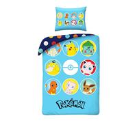 Juego de cama infantil Pokémon - Funda nórdica de 140 x 200 cm + funda de almohada - Licencia oficial - 100% poliéster - cama individual