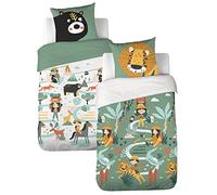 Juego de cama infantil reversible de león y oso de 140 x 200 cm, 2 piezas