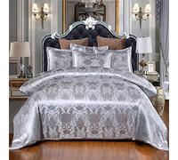 Juego de cama Jacquard Satén Europeo Retro Tótem Elegante Funda nórdica y Funda de almohada, Liso, Suave, Cómoda, Poliéster, Funda de edredón Con Cremallera (Estilo 2, 175x230 cm - Cama 90/105 cm)