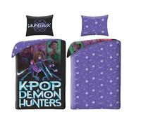 Juego de cama K-Pop Demon Hunters Rumi Mira y Zoey - Funda nórdica de 140 x 200 cm con funda de almohada de 70 x 90 cm - Microfibra - Multicolor