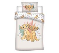 Juego de cama Le King Lion, cama Junior o Bebé, funda nórdica de 100 x 140 cm y funda de almohada de 40 x 60 cm, 100 % algodón
