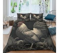 Juego De Cama Leaping Cock Impreso En 3D con Cremallera Funda De Edredón De Gothic Etching,de Microfibra 3 Unidades para Adolescentes King(220x240cm)