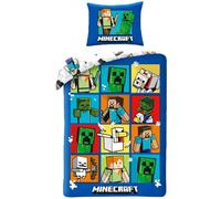 Juego de cama Minecraft Creepers, 100% algodón, funda nórdica de 140 x 200 cm y funda de almohada de 70 x 90 cm