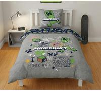 Juego de cama Minecraft - Funda nórdica de 140 x 200 cm + funda de almohada de 63 x 63 cm - Microfibra ultra suave - Diseño oficial Creeper, TNT & Oveja - Juego reversible para niño/adolescente