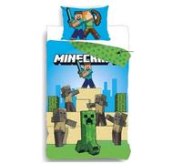 Juego de cama Minecraft, funda nórdica reversible de 140 x 200 cm, funda de almohada de 65 x 65 cm (juego de funda nórdica Minecraft)