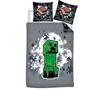 Juego de cama Minecraft Green para 1 persona, funda nórdica de 140 x 200 cm + funda de almohada de 65 x 65 cm, polialgodón