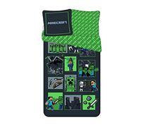 Juego de Cama Minecraft Survival Moda, 100% algodón, Funda nórdica de 140 x 200 cm + Funda de Almohada de 65 x 65 cm