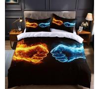 Juego de Cama Negro 150x200 cm Puño de Fuego Funda nórdica y Fundas de Almohada de Microfibra Suave y Transpirable para niños y Adultos