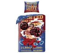 Juego de cama One Piece Monkey D. Luffy Wanted - Funda nórdica de 140 x 200 cm con funda de almohada de 70 x 90 cm - 100% poliéster multicolor