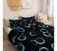 Juego de Cama para Adultos 180 x 220 cm Estampado Abstracto, Set Funda Nórdica Transpirable - Funda Nórdica Fina y Ligera Estampada Geométrico Azul Círculo con Fundas de Almohada