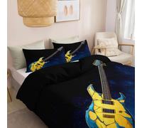 Juego de Cama para Adultos 180 x 220 cm Funda Nórdica Videojuegos Dibujos Animados, Set Funda Nórdica Transpirable - Juego de Cama Fina y Ligera Abstracto Arte Música Guitarra con Fundas de Almohada