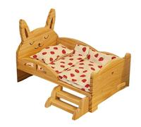 Juego de Cama para muñecas de Juguete de 20 cm con colchón con Orejas de, Ideal para Juegos de imaginación y narración de Cuentos Cama para muñecas en Miniatura con temática de Fresas y colchón