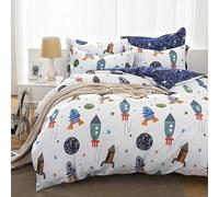 Juego de Cama para niño Cama 90 Funda nordica Infantil,100% de algodón, Cama Individual, Reversible Diseño de Cosmos para Dormitorio de los niños