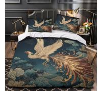 Juego De Cama Phoenix, with A Long Tail, Flies Across The Night Sky Impreso En 3D con Cremallera Funda De Edredón De,de Microfibra 3 Unidades para Adolescentes Super King（260x220cm）