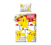 Juego de cama Pikachu 100% algodón, funda nórdica reversible Pokemon 140 x 200 cm + funda de almohada