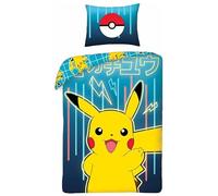 Juego de cama Pokémon, funda nórdica reversible de 140 x 200 cm, funda de almohada de 65 x 65 cm (juego de funda nórdica Pokémon - A)