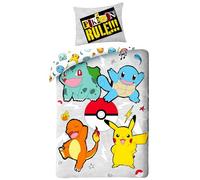Juego de cama Pokémon, funda nórdica reversible de 140 x 200 cm, funda de almohada de 65 x 65 cm (juego de funda nórdica Pokémon)
