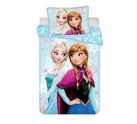 Juego de cama Queen des Neiges Light Blue para bebé o cama junior, 100% algodón, funda nórdica de 100 x 135 cm + funda de almohada de 40 x 60 cm, reversible, azul