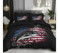 Juego de Cama Reversible Negro y Rojo - Funda nórdica de 150x200cm con 1 Funda de Almohada a Juego de 65 x 65 cm Tema de la Bandera Percha con Cremallera