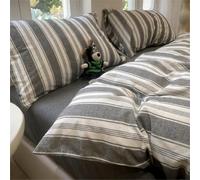 Juego de Cama Simple de Cuatro Piezas de algodón Puro a Cuadros Amarillo y Morado, Juego de Funda nórdica de algodón Puro 100% Lavado súper Suave y Transpirable, tamaño Queen, Incluye Fundas de
