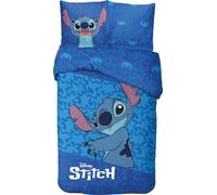 Juego de cama Stitch de algodón, funda nórdica reversible, 140 x 200 cm, funda de almohada de 63 x 63 cm, 100 % algodón (azul)