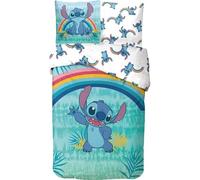 Juego de cama Stitch, funda nórdica Disney140 x 200 cm + funda de almohada de 65 x 65 cm, 100 % algodón (arcoiel)