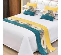 Juego de camino de cama de lujo con cojines a juego, elegante ropa de cama de calidad de hotel para sala de estar y dormitorio, incluye bufanda de cama de 50 x 240 cm y cojines de 50 x 50 cm