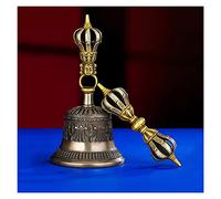 Juego de campana de meditación budista tibetana Campanas tibetanas de fundición de metal especial fabricadas en la India for meditación, rituales, oraciones y como herramientas budistas(Bronze)