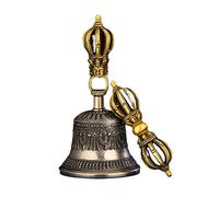 Juego de campana de meditación budista tibetana Campanas tibetanas de fundición de metal especial fabricadas en la India for meditación, rituales, oraciones y como herramientas budistas(Brass)