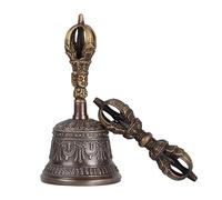Juego de campana de meditación, Tibetano Campana, Campana de bronce Puja 100% hecha a mano for decoración del hogar, for meditación, oración, Reiki, vigilia, concentración, conjunto de Dorje curativo(
