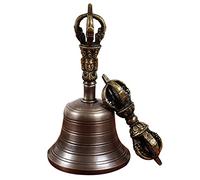 Juego de campana de meditación, Tibetano Campana, También se puede tocar como un cuenco cantor, produciendo un sonido delicado e inspirador al frotar el punzón de madera a lo largo del borde de la cam