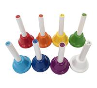 Juego de campanas de mano coloridas de 8 notas para jóvenes músicos, instrumentos musicales, educación temprana, percusión Orff, enseñanza de cognición de color, coordinación ojo-mano, mango de