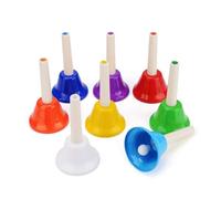 Juego de campanas musicales de 8 notas, campanas de mano coloridas, campanas de instrumentos de percusión para festivales, enseñanza y cooperación