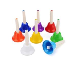Juego de campanas musicales de 8 notas, campanas de mano coloridas, campanas de instrumentos de percusión para enseñanza y cooperación en festivales