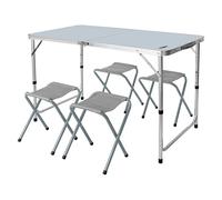 Juego de camping: mesa y 4 sillas, plegable en una maleta