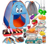 Juego De Camping Para - Juego De Aventura Para Todos-Pequeños, Tienda De Simulación Interior Y Exterior, Accesorios Educativos De Simulación De Alimentos, Equipo Interactivo Por