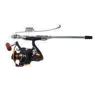 Juego de caña de pescar de metal con carrete de resorte, caña de mar portátil de 32 cm para pesca de agua salada y agua dulce, fibra de carbono + construcción ABS, capacidad de carga de 5000 g (caña