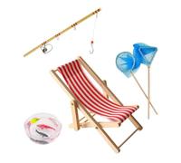 Juego de caña de pescar en miniatura, escenas creativas de la vida de de 5 piezas para niños, accesorios de duendes en miniatura, accesorios para sillas de casa de muñecas interesantes y
