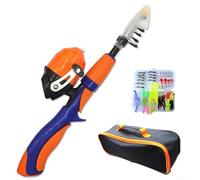 Juego de caña de pescar para padres e hijos, caña ligera y retráctil con carrete, perfecta para aventuras al aire libre con niños (naranja)