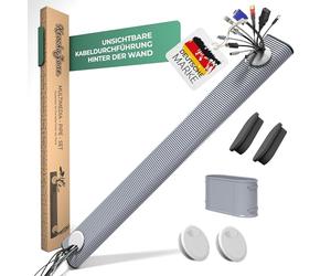Juego de canaleta para cables empotrados - Tubo multimedia ovalado - Pasacables invisible para TV, ocultar cables detrás de la pared, tubo de instalación eléctrica, 1,1 m de largo