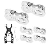 Juego de candados para cadena de bicicleta Simsky de 6 piezas, candado de cadena de 9 velocidades para instalación y extracción rápidas (incluye gancho para cadena + herramienta para quitar hebillas m