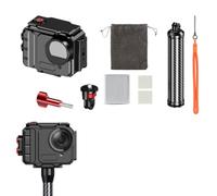 Juego de carcasa impermeable compatible con Insta360 GO Ultra, carcasa protectora subacuática de 80 m con palo de flotabilidad de fibra de carbono, kit completo de accesorios subacuáticos para buceo